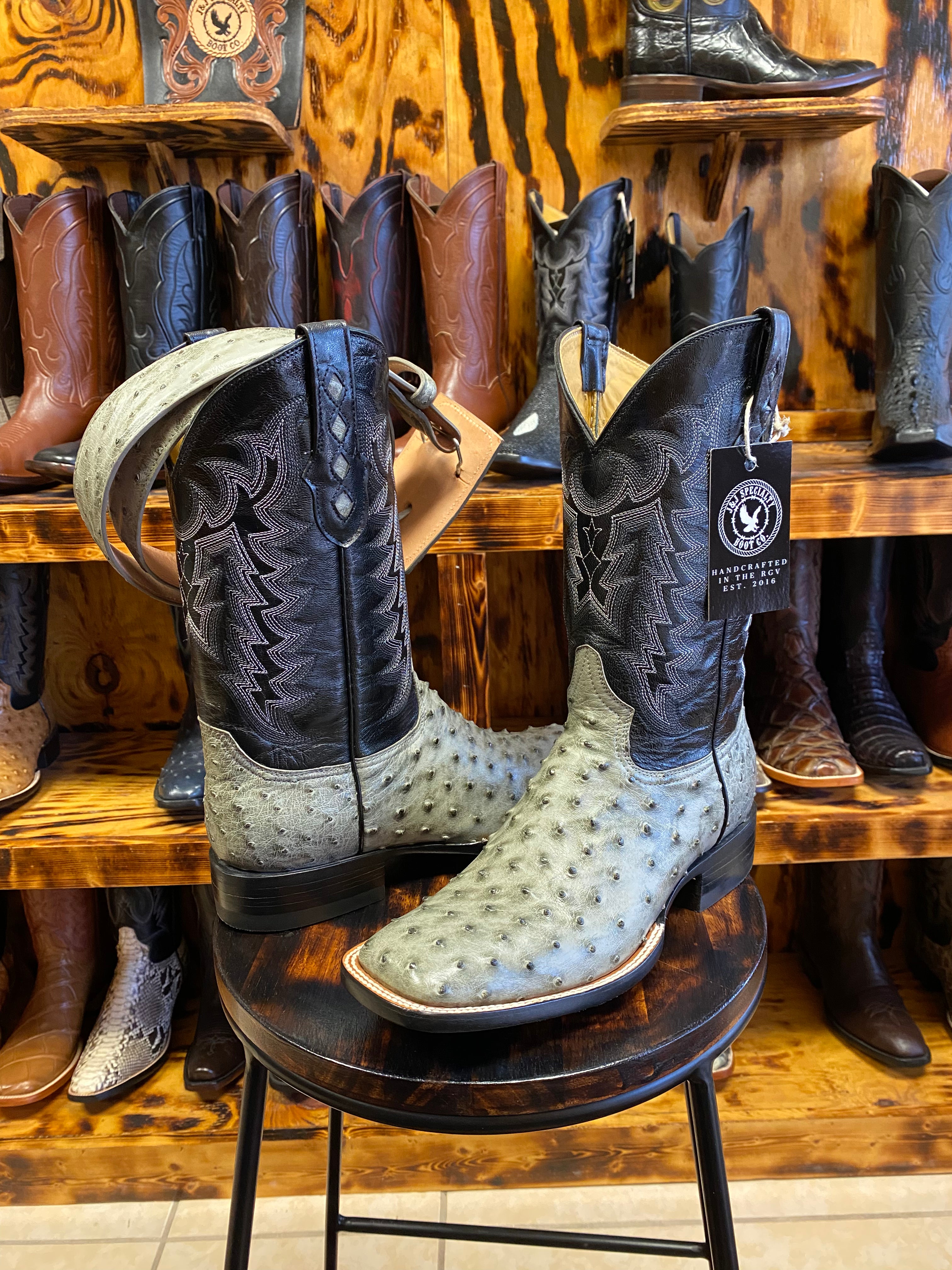 Grey 2024 ostrich boots