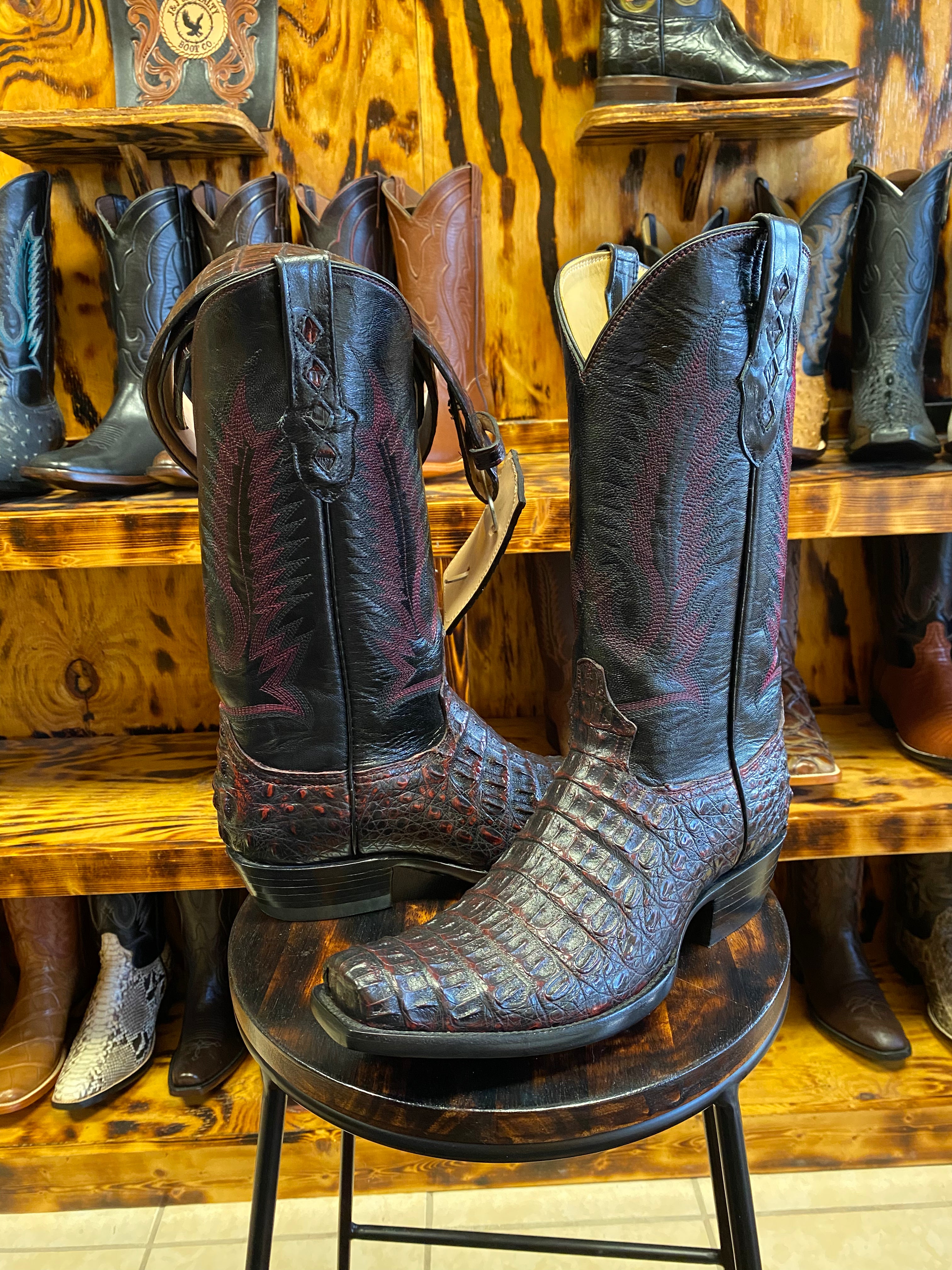 Black Cherry Hornback Caiman 9D – J&J Specialty Boot Co.