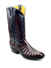 Load image into Gallery viewer, Black Cherry Caiman Belly With Matching Belt + 6 inlaid initials
