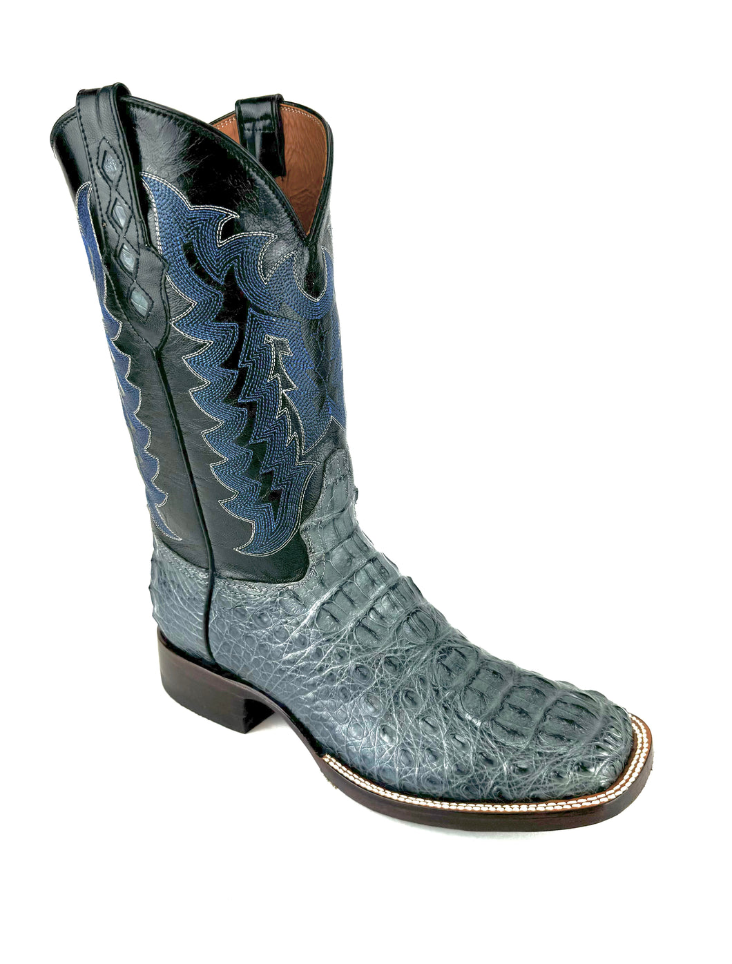 Blue Jean Hornback Head Caiman With Matching Belt