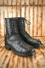 Load image into Gallery viewer, Rare Black Jack American Alligator Laced Up Boots 11D
