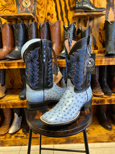 Baby blue 2025 ostrich boots