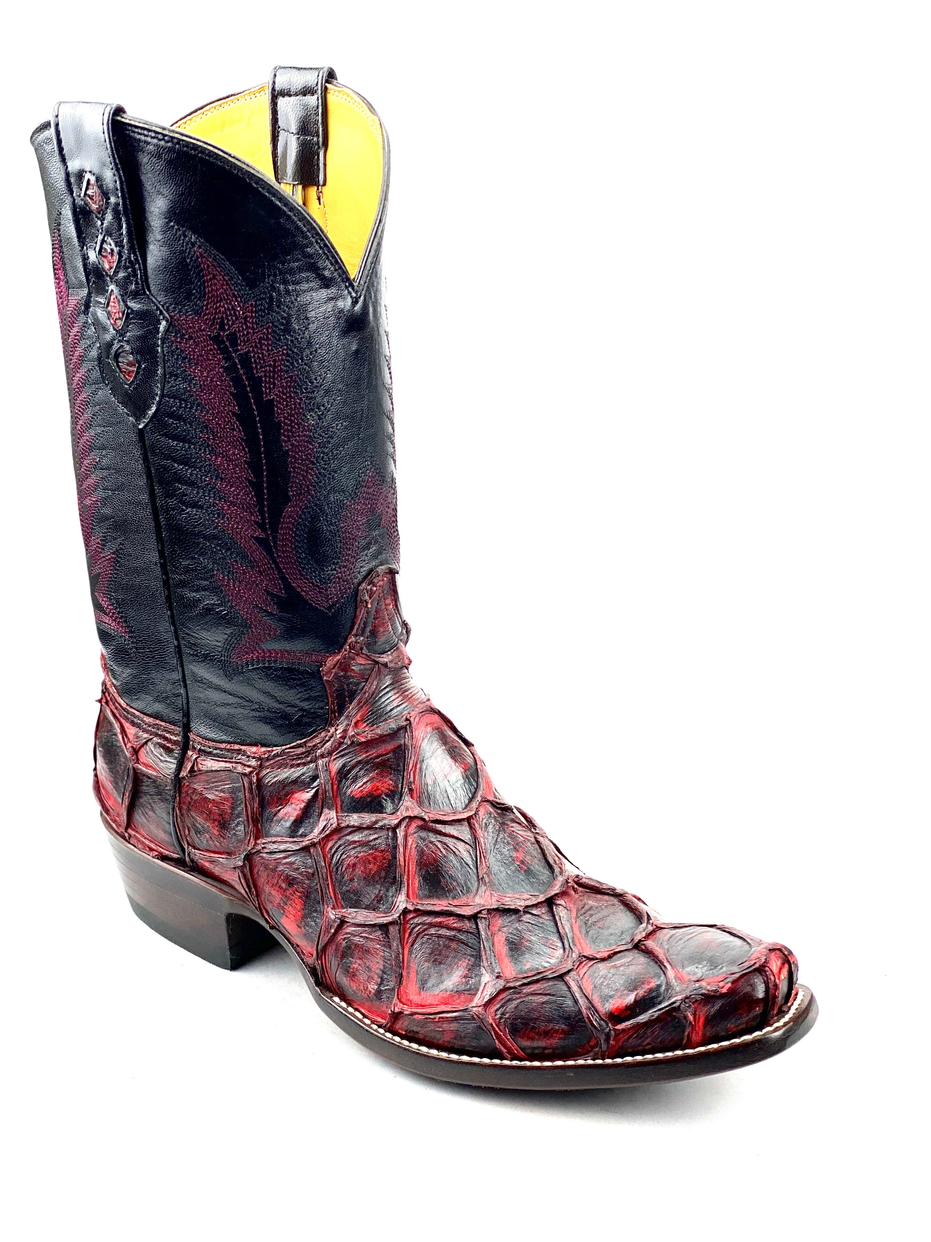 Black Cherry pirarucu With Matching Belt – J&J Specialty Boot Co.